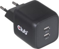 Club3D Hálózati 2xUSB-C töltő - Fekete (45W)