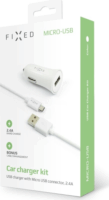 Fixed Smart Rapid Charge Autós USB-A töltő + Micro-USB kábel - Fehér (12W)