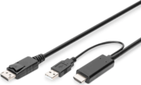 Digitus AK-330111-020-S USB/HDMI - DisplayPort kábel 2m - Fekete