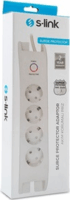 S-Link SPG3040 250V Túlfeszültség védő elosztó 4 aljzatos 2m - Fehér