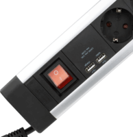 REV 0014438713 250V Elosztó 4 aljzatos 2.2m - Fekete/Szürke