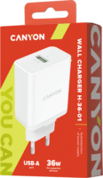 Canyon Hálózati USB-A töltő - Fehér (36W)