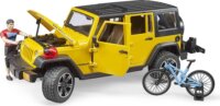 Bruder Jeep Wrangler terepjáró kerékpárral és figurával (1:16) - Színes
