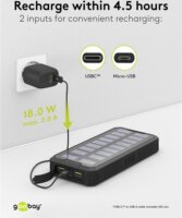 Goobay 53934 Napelemes Powerbank 20000mAh (1.5-2A / 5-12V) - Fekete