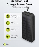 Goobay 53934 Napelemes Powerbank 20000mAh (1.5-2A / 5-12V) - Fekete