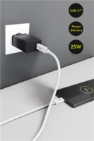 Goobay Hálózati USB-C Gyorstöltő - Fekete (25W)