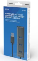 Savio AK-58 USB-A 3.1 HUB (3 port + Rj45)