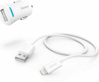 Hama 201610 USB-A Autós töltő + töltőkábel - Fehér (12W)