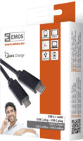 Emos SM7022BL USB-A apa - USB-C apa 3.1 Adat és töltőkábel - Fekete (1m)