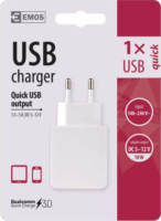 Emos V0113 USB-A Hálózati töltő - Fehér (18W)