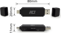ACT AC6375 USB-C/USB-A Kártyaolvasó - Fekete