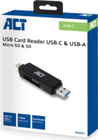 ACT AC6375 USB-C/USB-A Kártyaolvasó - Fekete