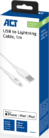 ACT AC3011 USB-A apa - Lightning apa 2.0 Adat és töltő kábel - Fehér (1m)