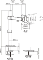Equip 650156 17"-32" TV/Monitor asztali tartó kar - Fekete