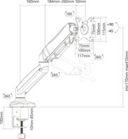 Montiss MT014 13"-32" LCD Monitor asztali tartó kar - Fekete
