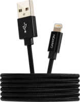 Canyon MFIC3B USB-A apa - Lightning apa 2.0 Adat és töltő kábel - Fekete (1m)