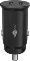 Goobay 2x USB Type-C Autós töltő - Fekete (30W)