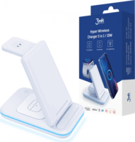 3mk Hyper 3in1 Vezeték nélküli töltőállomás - Fehér (15W)
