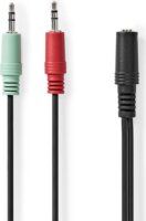 Nedis CAGB22160BK02 2x3.5mm Jack apa - 3.5mm Jack anya Kábel (0.12m)