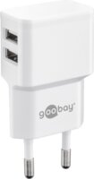 Goobay Micro-USB / 2x USB-A Hálózati töltő - Fehér (5V / 2.4A)
