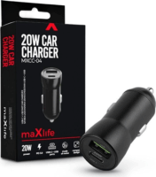 Maxlife TF-0166 USB-A / USB Type-C Autós töltő - Fekete (20W)