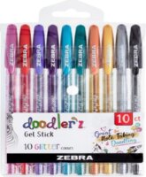 Zebra Doodlerz Kupakos zseléstoll készlet - 0.33mm / Vegyes színek (10 darabos)