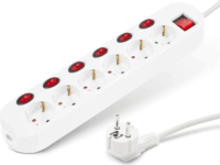 Delight 20248B Elosztó 6 aljzatos 1.5m - Fehér