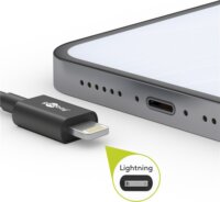 Goobay 63523 USB-A apa 2.0 - Lightning apa Adat és töltőkábel - Fekete (1m)