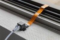 Goobay UTP RJ45 Ultravékony ablakátvezető szalagkábel 0.3m - Narancssárga