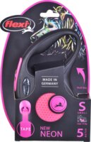 Flexi New Neon S/5m Csévélő szalagos kutyapóráz - Rózsaszín