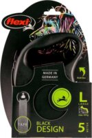 Flexi Black Design L/5m Csévélő szalagos kutyapóráz - Fekete