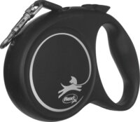 Flexi Black Design M/5m Csévélő szalagos kutyapóráz - Fekete/Fehér