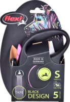 Flexi Black Design S/5m Csévélő szalagos kutyapóráz - Rózsaszín/Fekete
