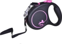 Flexi Black Design S/5m Csévélő szalagos kutyapóráz - Rózsaszín/Fekete