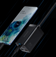 Baseus GaN3 Pro 2x USB-C / 2x USB-A Hálózati Gyorstöltő Adapter 60W - Fekete