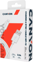 Canyon MFI C48 USB-A apa - Lightning apa 2.0 Adat és töltőkábel - Fehér (2m)