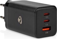 Nedis 2x USB-C / USB-A Hálózati töltő - Fekete (65W)