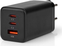 Nedis 2x USB-C / USB-A Hálózati töltő - Fekete (65W)