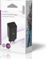 Nedis 2x USB-C / USB-A Hálózati töltő - Fekete (65W)