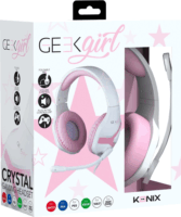 Konix Mythics PS4 "Geek Girl Crystal" Vezetékes Gaming Headset - Fehér/Rózsaszín