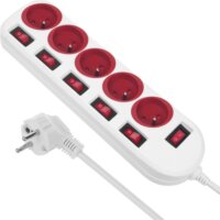 Maclean MCE204 R/W 250V Túlfeszültség védő elosztó 5 aljzatos 1.5m - Fehér