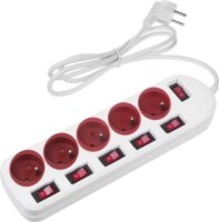 Maclean MCE204 R/W 250V Túlfeszültség védő elosztó 5 aljzatos 1.5m - Fehér