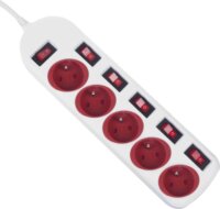 Maclean MCE204 R/W 250V Túlfeszültség védő elosztó 5 aljzatos 1.5m - Fehér
