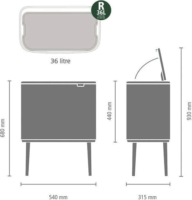 Brabantia Bo Touch 36 literes érintőfedeles fém szemetes - Fekete