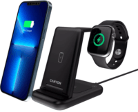 Canyon WS- 304 3in1 vezeték nélküli töltő - Fekete (15W)