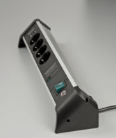 Brennenstuhl Alu-Office-Line 230V Túlfeszültség védő elosztó 4 aljzatos 1.8m - Fekete/Szürke