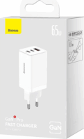 Baseus GaN5 Pro 2x USB-C/USB-A Hálózati töltő - Fehér (65W)