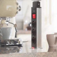 Delight 20430BSS 250V Süllyeszthető elosztó 3 aljzatos 1.5m - Fekete/Szürke