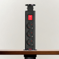 Delight 20430BBS 250V Süllyeszthető elosztó 3 aljzatos 1.5m - Fekete