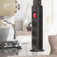 Delight 20430BBS 250V Süllyeszthető elosztó 3 aljzatos 1.5m - Fekete